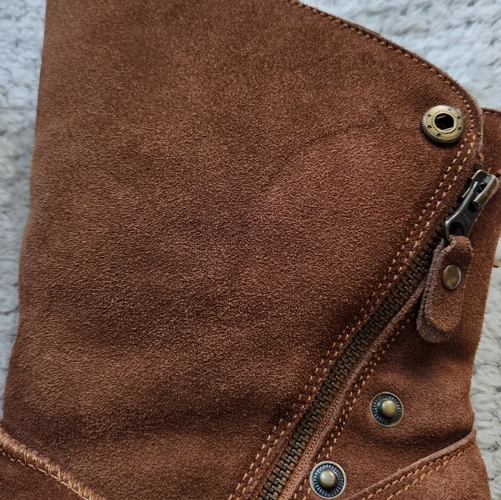 RJ’s Fuzzies Trixie Genuine Sheepskin Suede Convertible Ankle Boots Womens L11